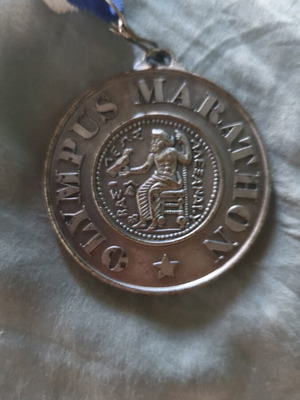 Olympus Marathon medal used, 3rd finish