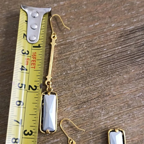 Women's earrings Victorian style with crystal stone and steel new