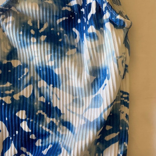 One-piece swimsuit used, blue floral, size S/M