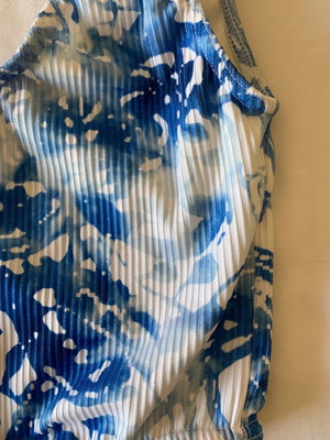 One-piece swimsuit used, blue floral, size S/M
