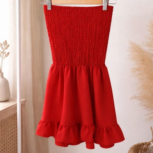 Strapless dress with inner shorts new, red, size M