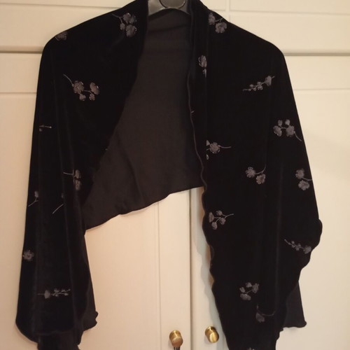 Vintage velvet maxi dress with matching shawl, used, size S