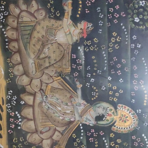 Pichwai Handpainted Hindu Fabric Painting Like New