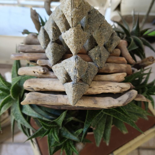 Sierpinski Pyramid new, wood and sand from Naxos beach
