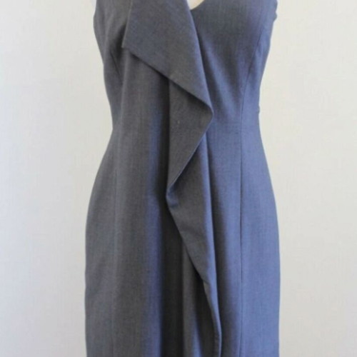 Calvin Klein dress gray size 12 like new with V-neck and ruffle