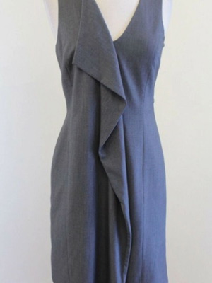 Calvin Klein dress gray size 12 like new with V-neck and ruffle