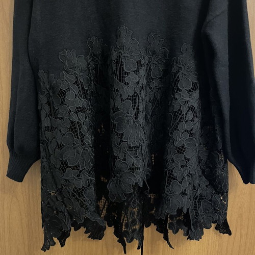 TMG Fashion black asymmetrical blouse with lace L/XL like new