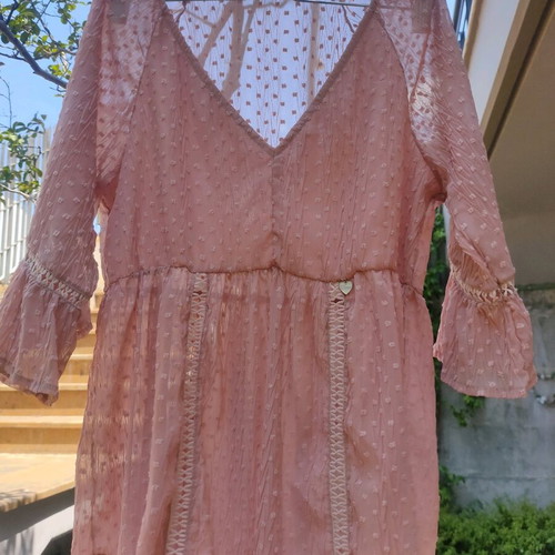 Dusty Pink Romantic Top satin-lined, like new, size XL