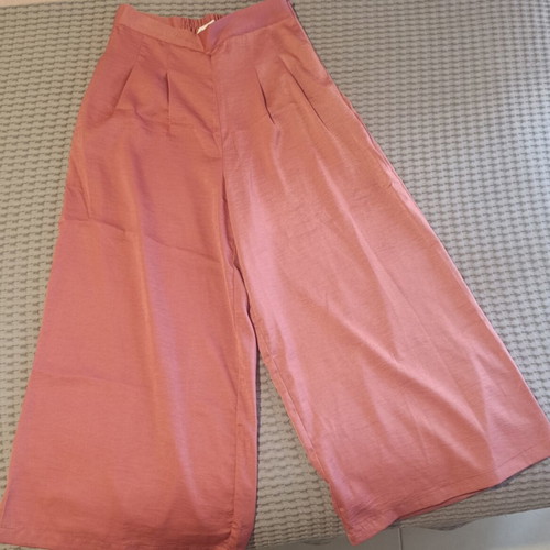 Mango satin culottes pants, pink, size S