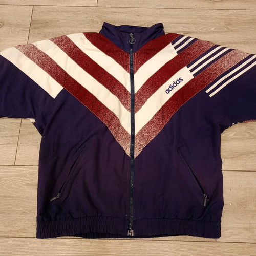 Adidas vintage set used, 90s navy–burgundy–white with glitter details
