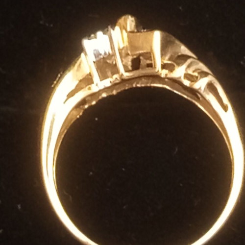 Gold ring with sapphire and diamond, like new, 10k vintage cocktail
