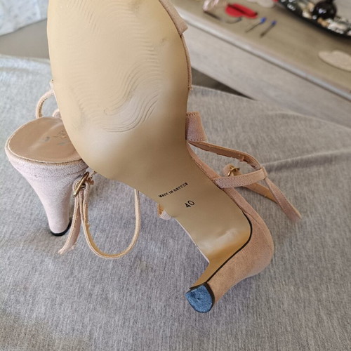 Rossi women's high-heeled sandals new, nude suede, size 40