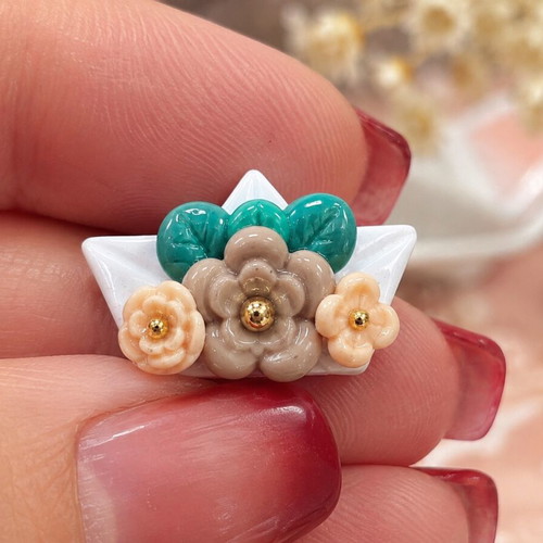 Handmade Earrings Karavakia with Flowers turquoise