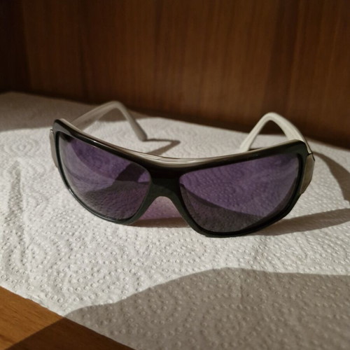 Sunglasses used, black and purple