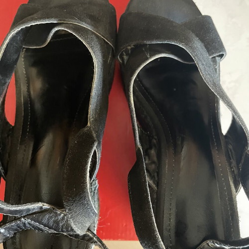 Espadrilles leather platform sandals black size 37 like new