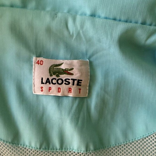 Lacoste Sport windbreaker jacket with hood, turquoise, size 40