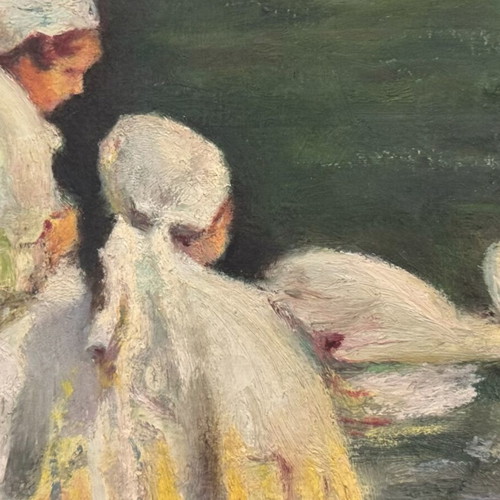 Painting The Lake of Swans oil on hardboard like new