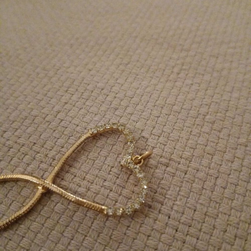 Gold heart pendant like new, gold-plated steel with rhinestones