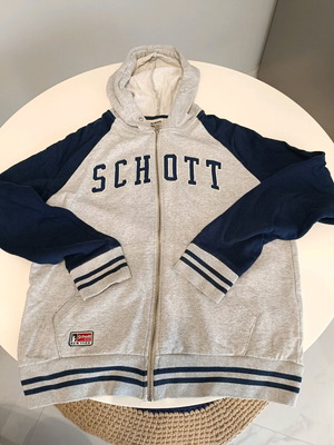 Ζακέτα Schott NY μεταχειρισμένη, γκρι, μέγεθος L με μικρό ράψιμο
