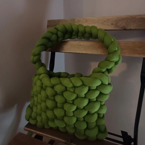 Marshmallow shoulder bag, handmade, green