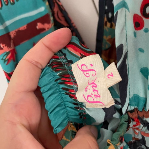 Maxi summer dress Pink P with colorful print, like new