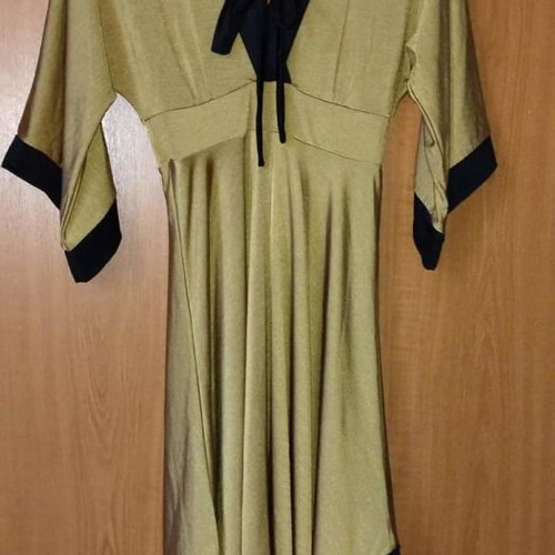 Asymmetric Reline dress M-L like new, gold with black details