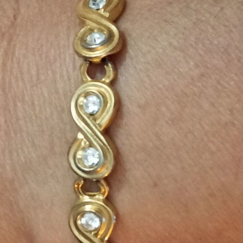 Swarovski infinity crystal bracelet faux vintage used, wrist size 18cm