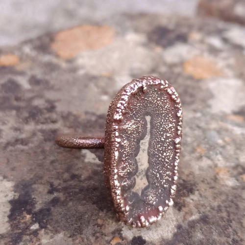 Copper ring electroforming, like new, size 56-58, brown