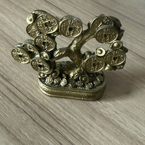 Feng Shui Money Tree με κινέζικα νομίσματα, χρυσαφί
