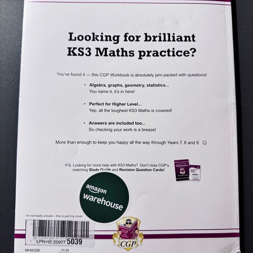 KS3 Maths Workbook Higher Level includes answers brand new