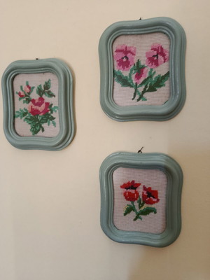Set of 3 small vintage embroidered frames