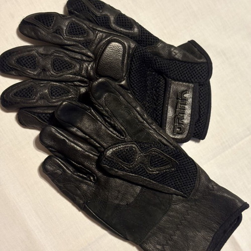 Men's leather motorcycle gloves, size 11, black
