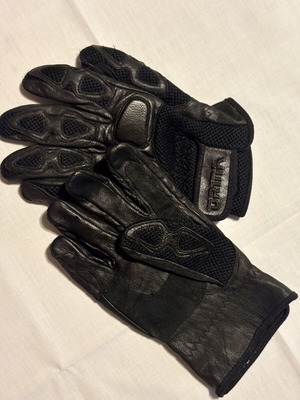 Men's leather motorcycle gloves, size 11, black