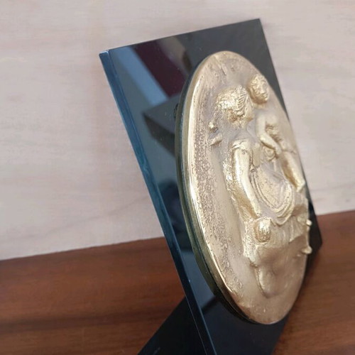 Aphrodite and Eros bronze plaque like new
