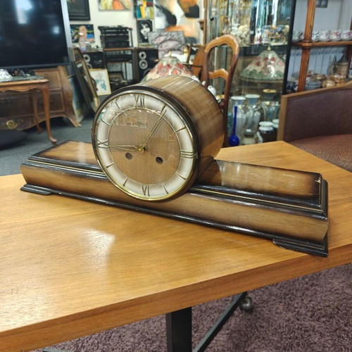 Vintage wooden clock used, solid wood with glass cover