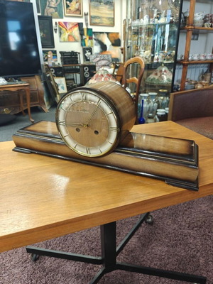 Vintage wooden clock used, solid wood with glass cover