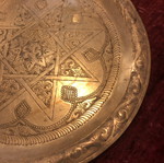Vintage brass Moroccan tray 35cm used, handmade engraving