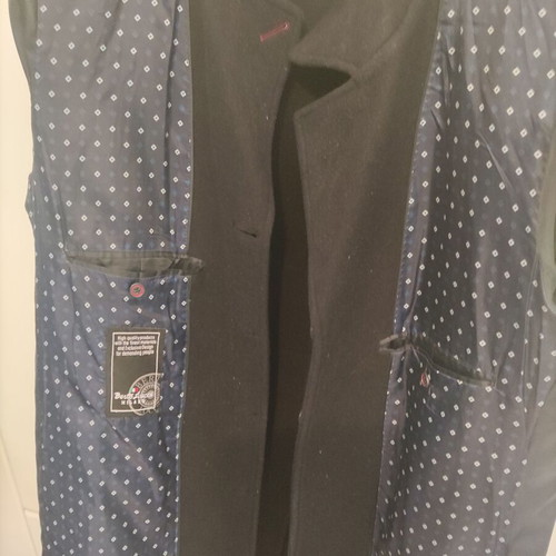 Montgomery men's coat 50% wool 50% trevira like new, leather sleeves