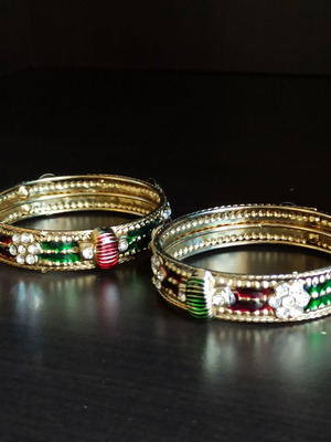 Vintage Indian bracelets new, decorated with rhinestones, set of 2
