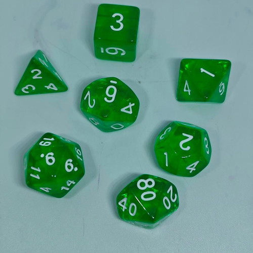 Set of 7 transparent dice for RPG and board games like new