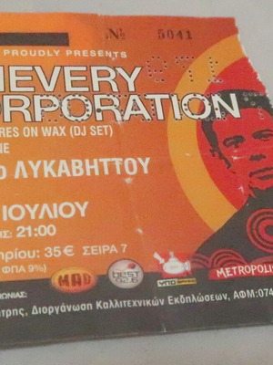 Thievery Corporation concert ticket used