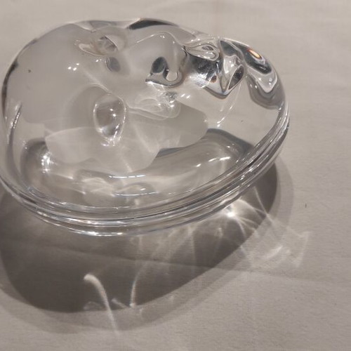 Crystal container with Venetian mask design, like new, Italian origin