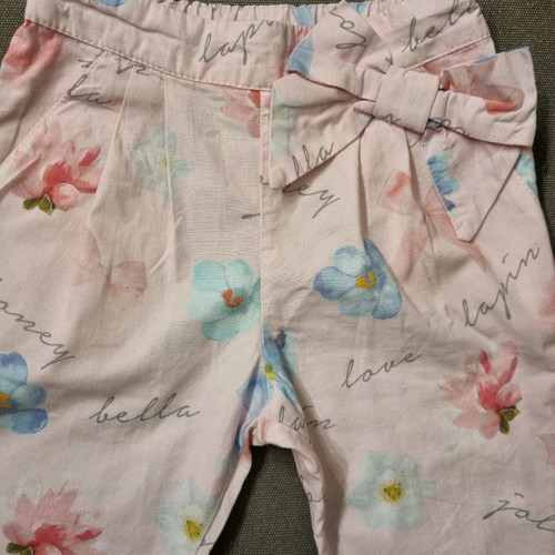 Lapin pants for 12-month girl like new, pink with flowers
