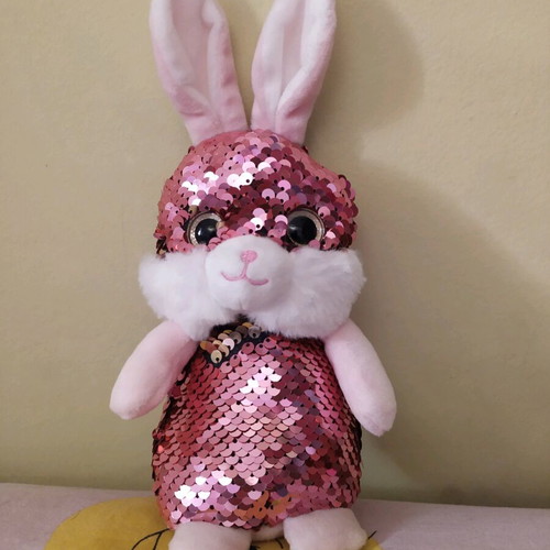 Plush bunny with color-changing sequins, 24 cm