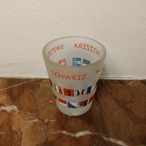 Swiss souvenir shot glass 6cm unused