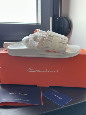 Santoni slippers new, white, sizes 39-40, unisex