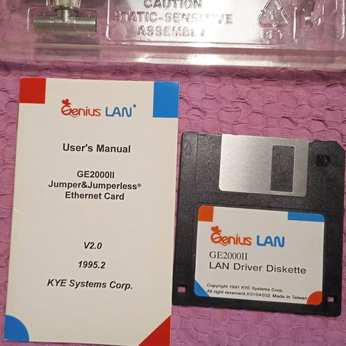Genius LAN GE2000II Ethernet Adapter sealed vintage ISA combo card, new