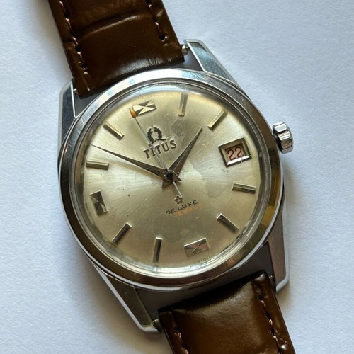 Titus De luxe wind-up watch used, 21 jewels, gray silver