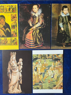 Collectible art and religious postcards set like new, 5 pieces