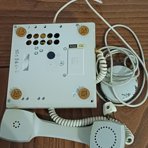 Retro analog home phone used, white, wired
